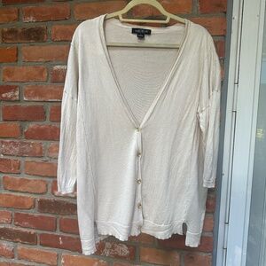 August Silk Neutral V Neck Light Weight Cardigan Sweater XL
